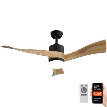 Immax NEO 07136-B - Ventilateur de plafond à intensité variable SOFISTICADO LED/18W/230V chêne Wi-Fi Tuya + télécommande