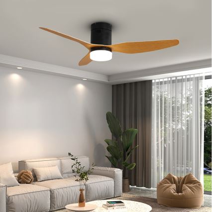Immax NEO 07142-B - Ventilateur de plafond NEO LITE VENTO LED/18W/230V Tuya Wi-Fi noir/bois + télécommande