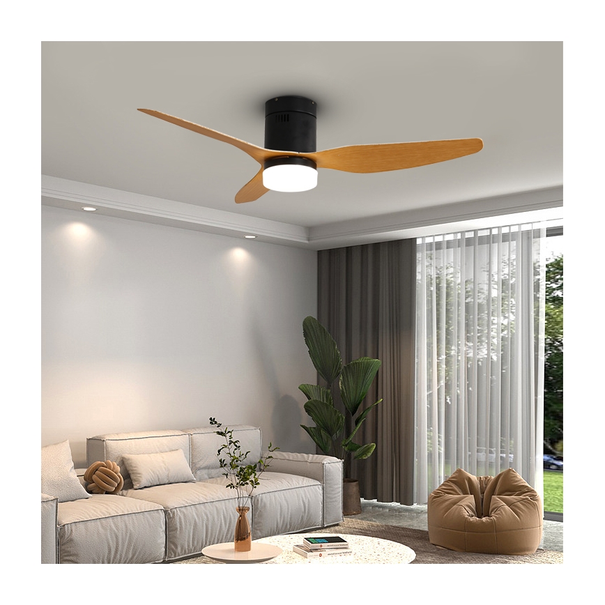 Immax NEO 07142-B - Ventilateur de plafond NEO LITE VENTO LED/18W/230V Tuya Wi-Fi noir/bois + télécommande