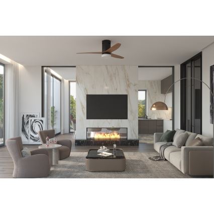 Immax NEO 07142-B - Ventilateur de plafond NEO LITE VENTO LED/18W/230V Tuya Wi-Fi noir/bois + télécommande
