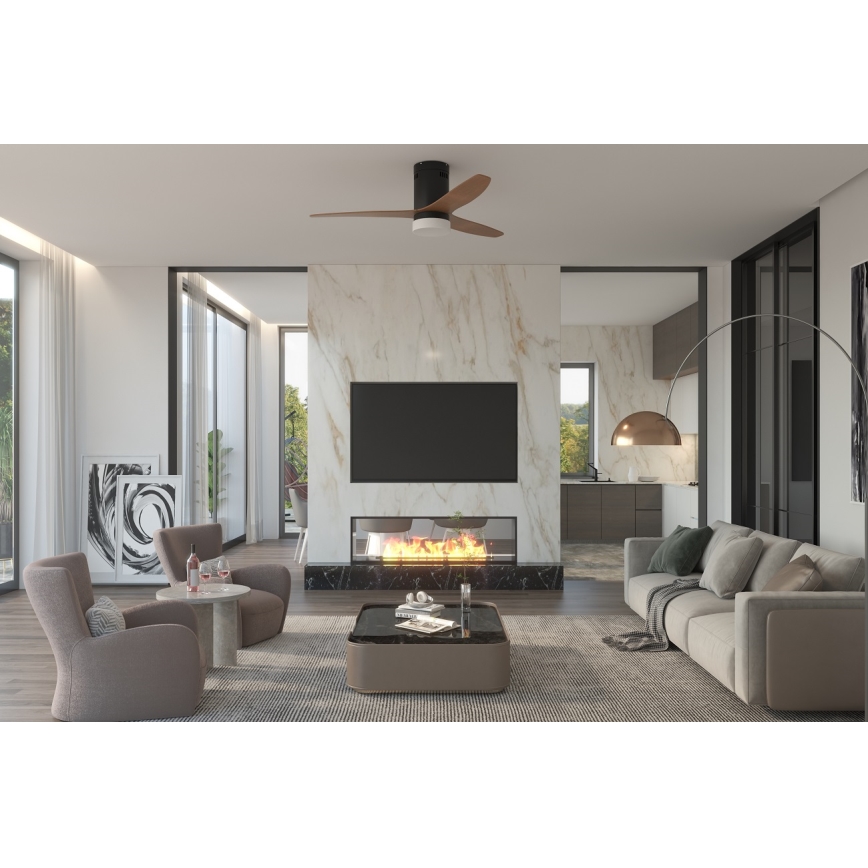 Immax NEO 07142-B - Ventilateur de plafond NEO LITE VENTO LED/18W/230V Tuya Wi-Fi noir/bois + télécommande