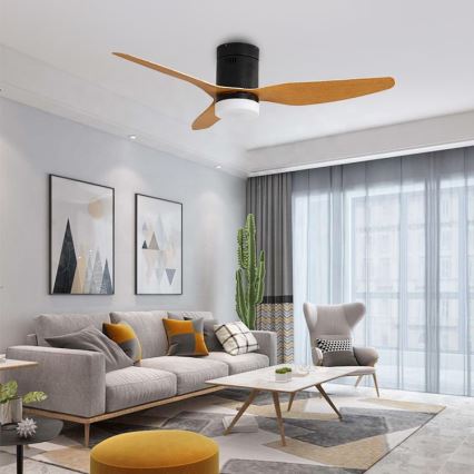 Immax NEO 07142-B - Ventilateur de plafond NEO LITE VENTO LED/18W/230V Tuya Wi-Fi noir/bois + télécommande