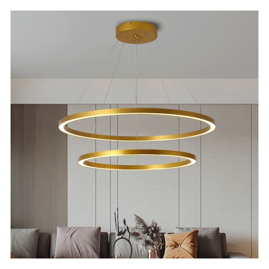 Immax NEO 07159-G80-60 - Suspension filaire à intensité variable FINO LED/93W/230V Tuya doré + télécommande