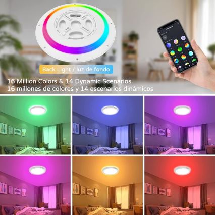 Immax NEO 07166-B40 - Plafonnier à intensité variable  LED RGB+CCT NEO LITE TUDO LED/50W/230V Wi-Fi Tuya noir + télécommande