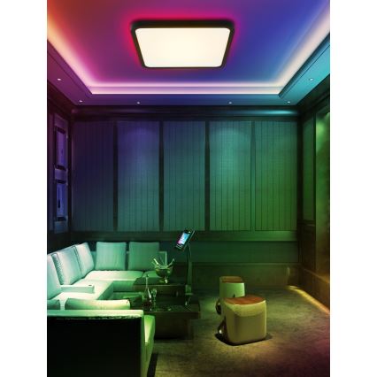 Immax NEO 07167-B40 - LED RGB+CCT Plafonnier à intensité variable NEO LITE TUDO LED/50W/230V Wi-Fi Tuya noir + télécommande