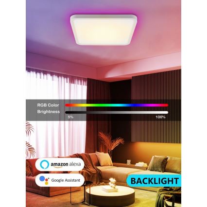 Immax NEO 07168-W40 - LED RGB+CCT Plafonnier à intensité variable NEO LITE TUDO LED/50W/230V Wi-Fi Tuya blanc + télécommande