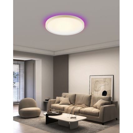 Immax NEO 07169-W60 - Plafonnier LED RGB+CCT à intensité variable NEO LITE TUDO 65W/230V 2700-6500K Wi-Fi Tuya + télécommande blanc