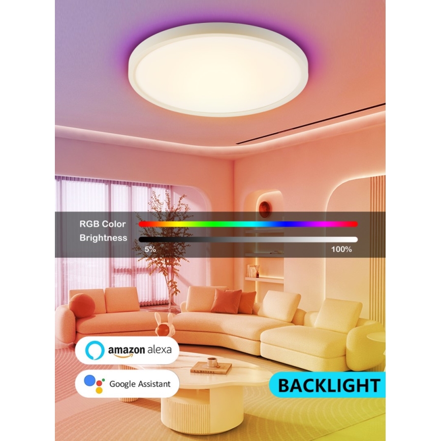 Immax NEO 07169-W60 - Plafonnier LED RGB+CCT à intensité variable NEO LITE TUDO 65W/230V 2700-6500K Wi-Fi Tuya + télécommande blanc