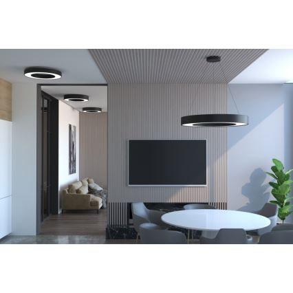 Immax NEO 07209L - Plafonnier à intensité variable LED PASTEL LED/53W/230V 60 cm noir Tuya + télécommande