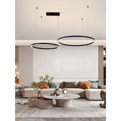 Immax NEO 07216L - Suspension filaire à intensité variable LED FINO LED/93W/230V 60/80cm noir Tuya + télécommande