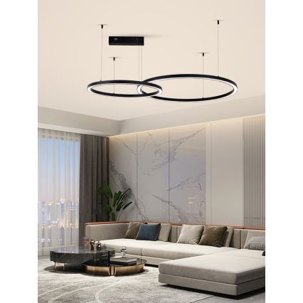 Immax NEO 07216L - Suspension filaire à intensité variable LED FINO LED/93W/230V 60/80cm noir Tuya + télécommande