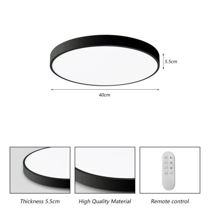 Immax NEO 07248L - Plafonnier à intensité variable NEO LITE SEMPLICI LED/36W/230V 3000-6000K Wi-Fi Tuya noir + télécommande