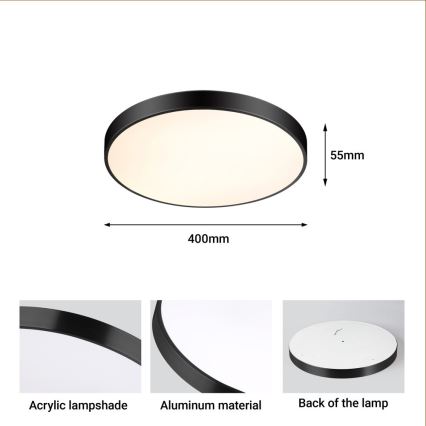 Immax NEO 07248L - Plafonnier à intensité variable NEO LITE SEMPLICI LED/36W/230V 3000-6000K Wi-Fi Tuya noir + télécommande