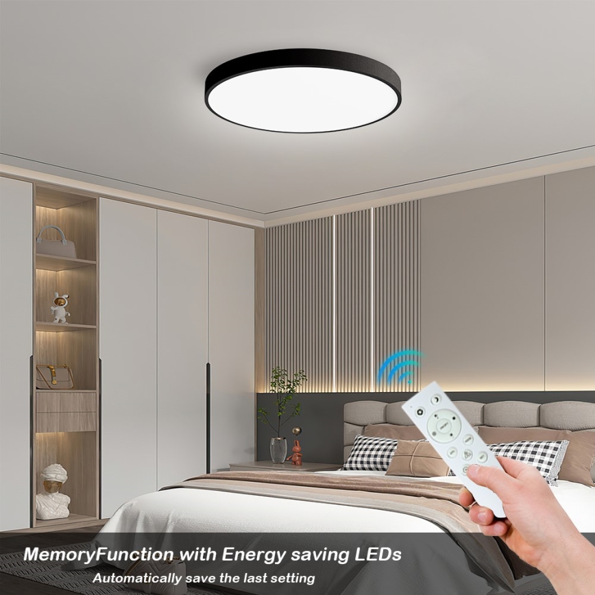 Immax NEO 07249L - Plafonnier à intensité variable NEO LITE SEMPLICI LED/48W/230V 3000-6000K Wi-Fi Tuya noir + télécommande