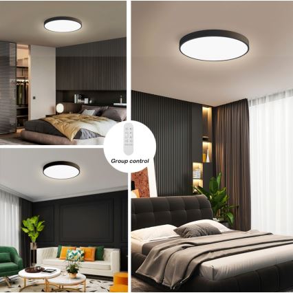 Immax NEO 07249L - Plafonnier à intensité variable NEO LITE SEMPLICI LED/48W/230V 3000-6000K Wi-Fi Tuya noir + télécommande