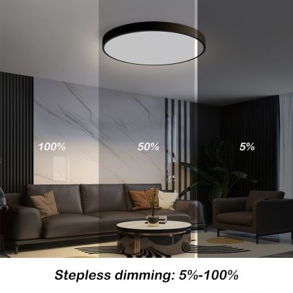 Immax NEO 07249L - Plafonnier à intensité variable NEO LITE SEMPLICI LED/48W/230V 3000-6000K Wi-Fi Tuya noir + télécommande
