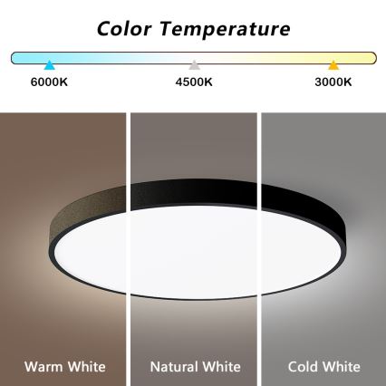 Immax NEO 07249L - Plafonnier à intensité variable NEO LITE SEMPLICI LED/48W/230V 3000-6000K Wi-Fi Tuya noir + télécommande