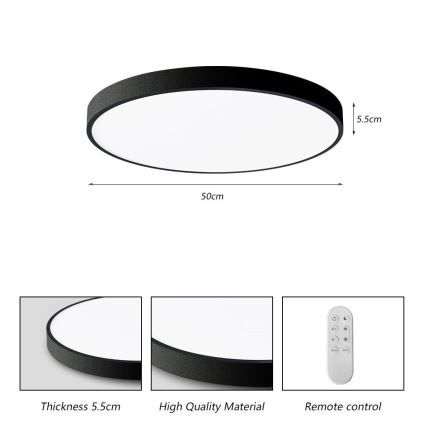 Immax NEO 07249L - Plafonnier à intensité variable NEO LITE SEMPLICI LED/48W/230V 3000-6000K Wi-Fi Tuya noir + télécommande