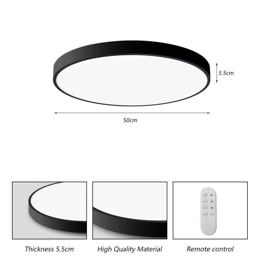 Immax NEO 07249L - Plafonnier à intensité variable NEO LITE SEMPLICI LED/48W/230V 3000-6000K Wi-Fi Tuya noir + télécommande