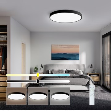 Immax NEO 07249L - Plafonnier à intensité variable NEO LITE SEMPLICI LED/48W/230V 3000-6000K Wi-Fi Tuya noir + télécommande