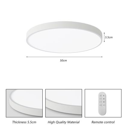 Immax NEO 07252L - Plafonnier à intensité variable NEO LITE SEMPLICI LED/48W/230V 3000-6000K Wi-Fi Tuya blanc + télécommande
