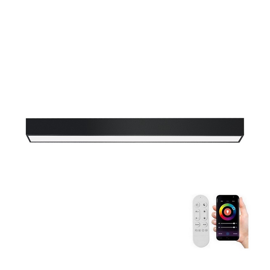 Immax NEO 07255L - Plafonnier à intensité variable NEO LITE LUNGO LED/20W/230V 3000-6000K Wi-Fi Tuya noir + télécommande