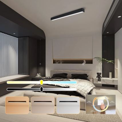 Immax NEO 07256L - Plafonnier à intensité variable NEO LITE LUNGO LED/38W/230V 3000-6000K Wi-Fi Tuya noir + télécommande