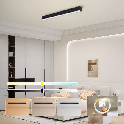 Immax NEO 07256L - Plafonnier à intensité variable NEO LITE LUNGO LED/38W/230V 3000-6000K Wi-Fi Tuya noir + télécommande