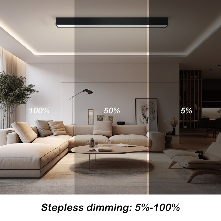 Immax NEO 07256L - Plafonnier à intensité variable NEO LITE LUNGO LED/38W/230V 3000-6000K Wi-Fi Tuya noir + télécommande