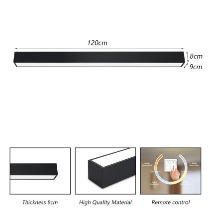 Immax NEO 07256L - Plafonnier à intensité variable NEO LITE LUNGO LED/38W/230V 3000-6000K Wi-Fi Tuya noir + télécommande