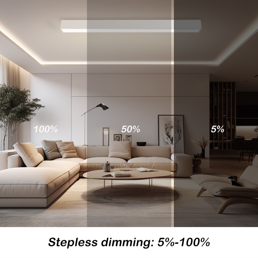Immax NEO 07259L - Plafonnier à intensité variable NEO LITE LUNGO LED/38W/230V 3000-6000K Wi-Fi Tuya blanc + télécommande