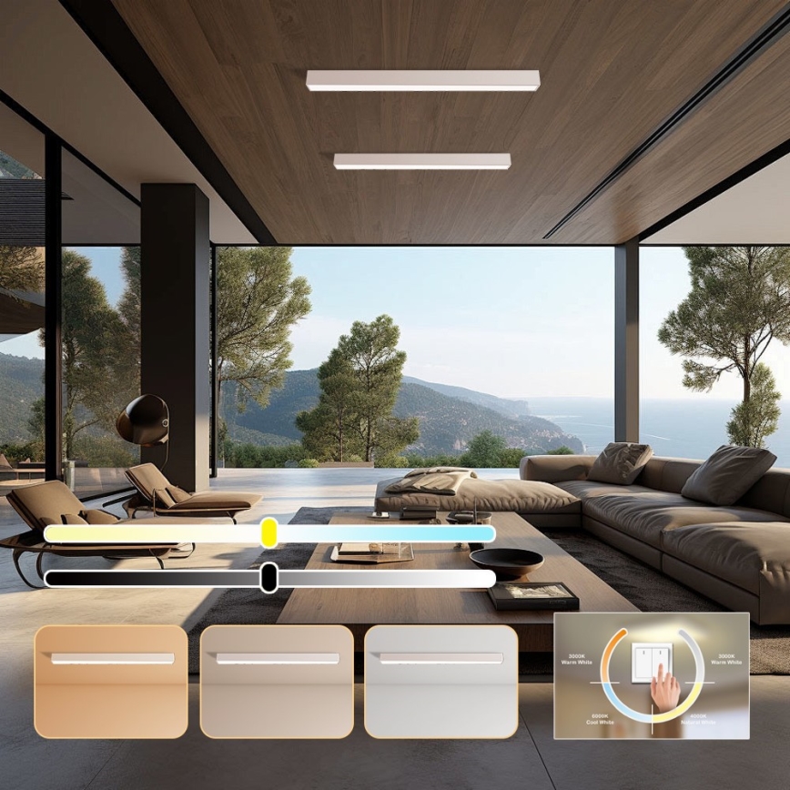 Immax NEO 07259L - Plafonnier à intensité variable NEO LITE LUNGO LED/38W/230V 3000-6000K Wi-Fi Tuya blanc + télécommande