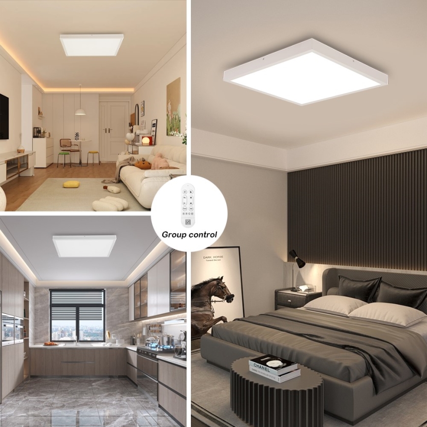 Immax NEO 07277L - Plafonnier à intensité variable salle de bain NEO LITE FRAME LED/50W/230V IP44 Wi-Fi Tuya +remote commande blanc