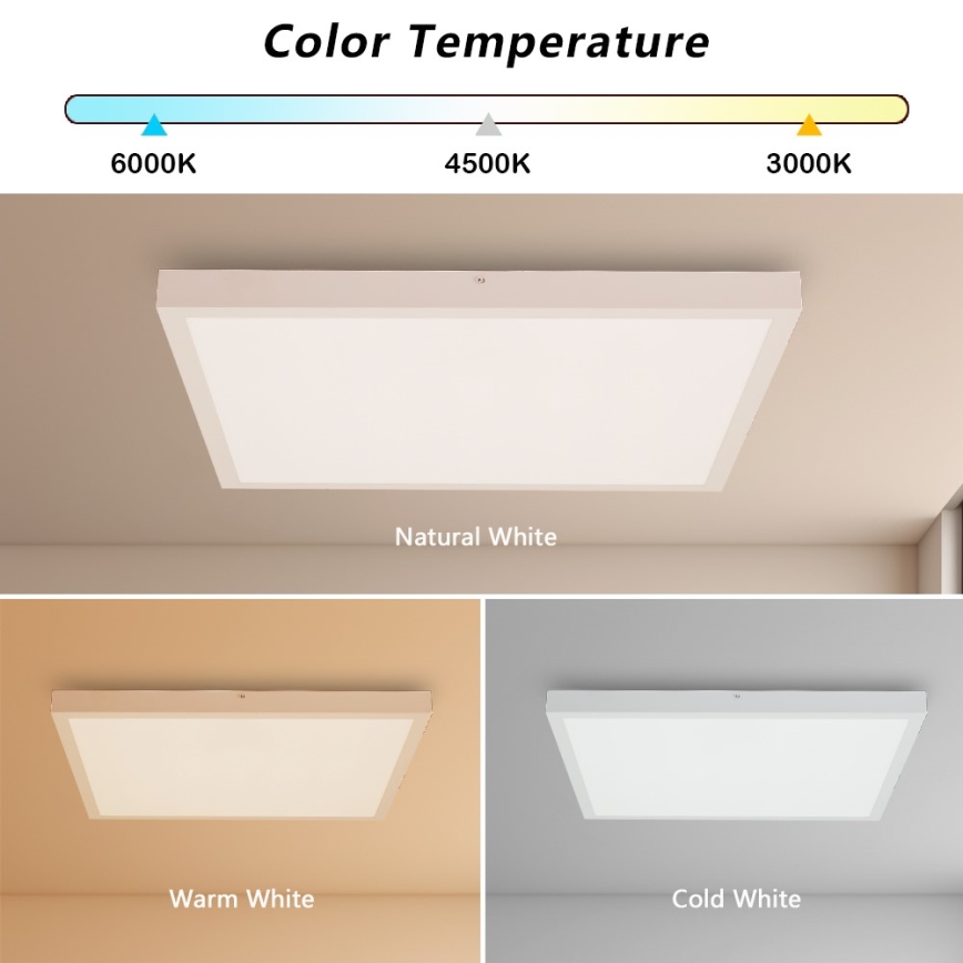Immax NEO 07277L - Plafonnier à intensité variable salle de bain NEO LITE FRAME LED/50W/230V IP44 Wi-Fi Tuya +remote commande blanc