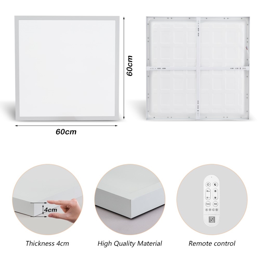 Immax NEO 07277L - Plafonnier à intensité variable salle de bain NEO LITE FRAME LED/50W/230V IP44 Wi-Fi Tuya +remote commande blanc