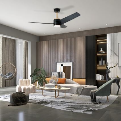 Immax NEO 07280L - Ventilateur de plafond à intensité variable BEAUTY LED/18W/230V Wi-Fi Tuya noir + Télécommande