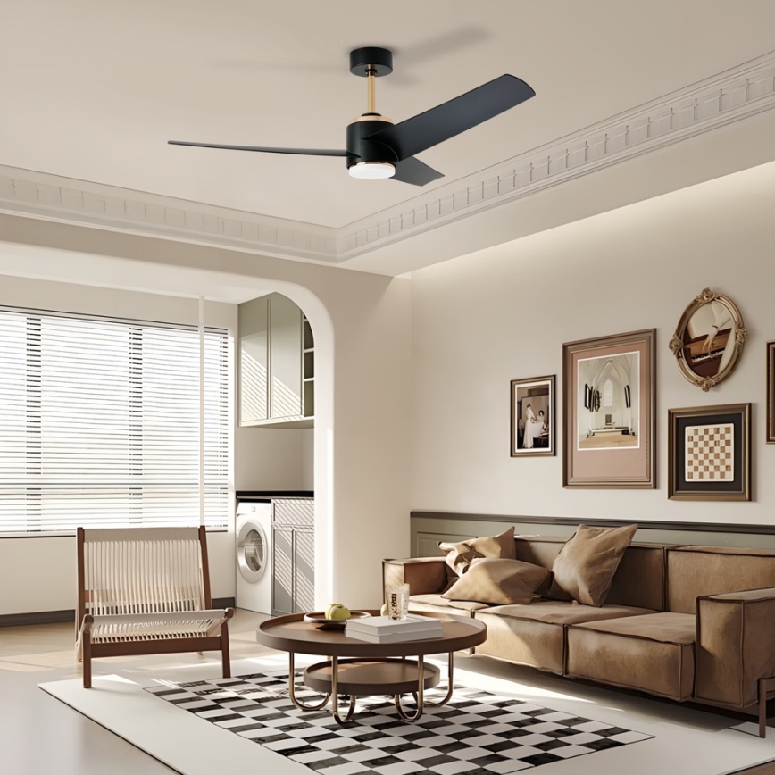 Immax NEO 07280L - Ventilateur de plafond à intensité variable BEAUTY LED/18W/230V Wi-Fi Tuya noir + Télécommande