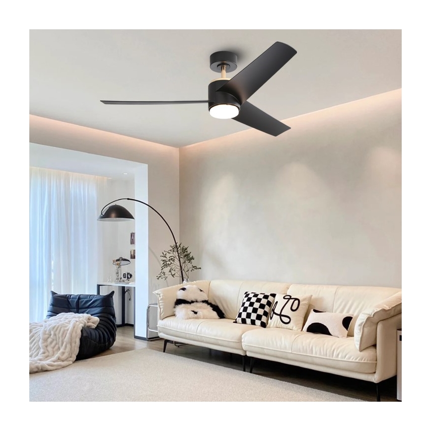 Immax NEO 07280L - Ventilateur de plafond à intensité variable BEAUTY LED/18W/230V Wi-Fi Tuya noir + Télécommande