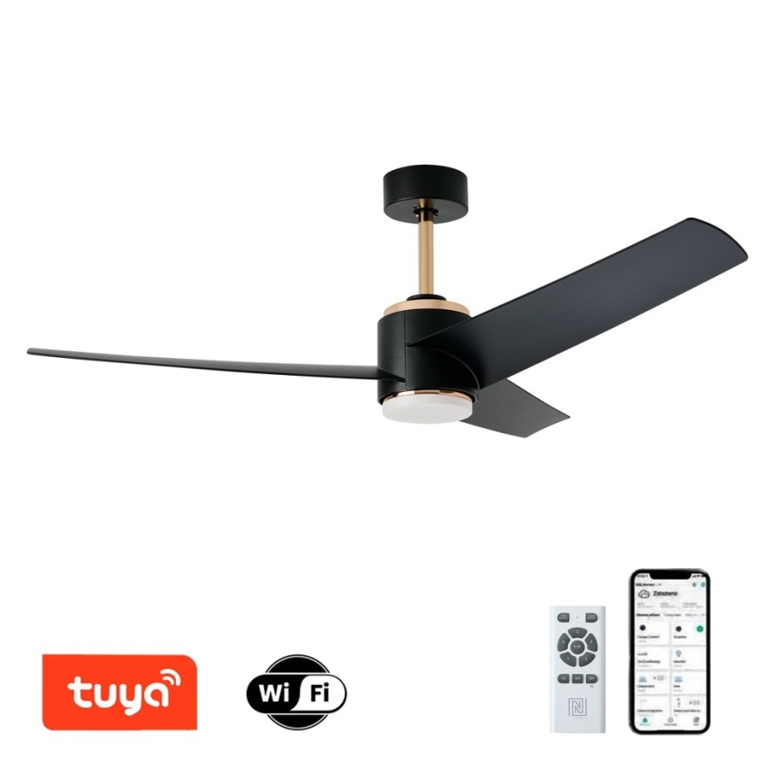 Immax NEO 07280L - Ventilateur de plafond à intensité variable BEAUTY LED/18W/230V Wi-Fi Tuya noir + Télécommande