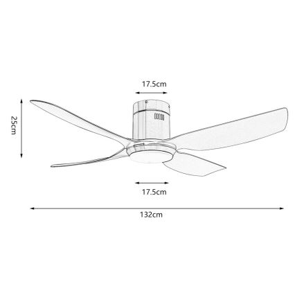 Immax NEO 07282L - Ventilateur de plafond dimmable PURE LED+CCT 24W/230V 3000/4000/6000K Wi-Fi Tuya + télécommande