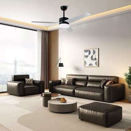 Immax NEO 07285L - Ventilateur de plafond dimmable LED+CCT VARIABLE, 24 W, 230 V, 3000/4000/6000 K, Ø 132 cm, Wi-Fi Tuya, avec télécommande