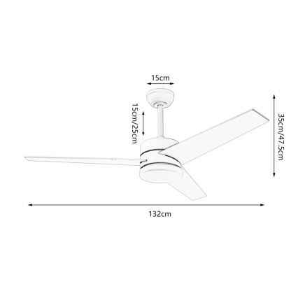 Immax NEO 07285L - Ventilateur de plafond dimmable LED+CCT VARIABLE, 24 W, 230 V, 3000/4000/6000 K, Ø 132 cm, Wi-Fi Tuya, avec télécommande