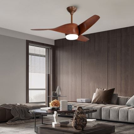 Immax NEO 07286L - Ventilateur de plafond à intensité variable WAVE LED/18W/230V Wi-Fi Tuya marron d. 132 cm + Télécommande
