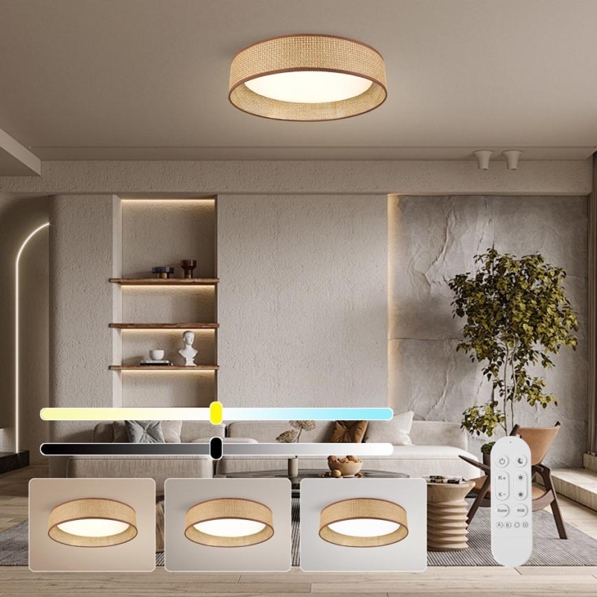 Immax NEO 07288L - Plafonnier LONA LED CCT dimmable 36W/230V 3000–6000K Wi‑Fi Tuya Ø 45,5 cm + télécommande