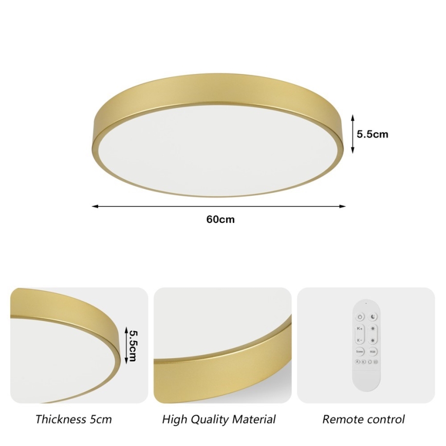 Immax NEO 07293L - Plafonnier LED+CCT dimmable SEMPLICI LED/60W/230V 2700-6500K Ø 60 cm + télécommande