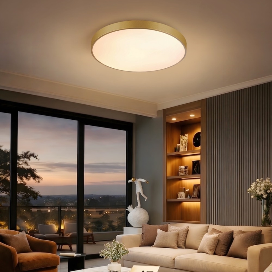Immax NEO 07293L - Plafonnier LED dimmable NEO LITE SEMPLICI LED/60W/230V 3000–6000K Ø 60 cm Wi‑Fi Tuya doré + télécommande