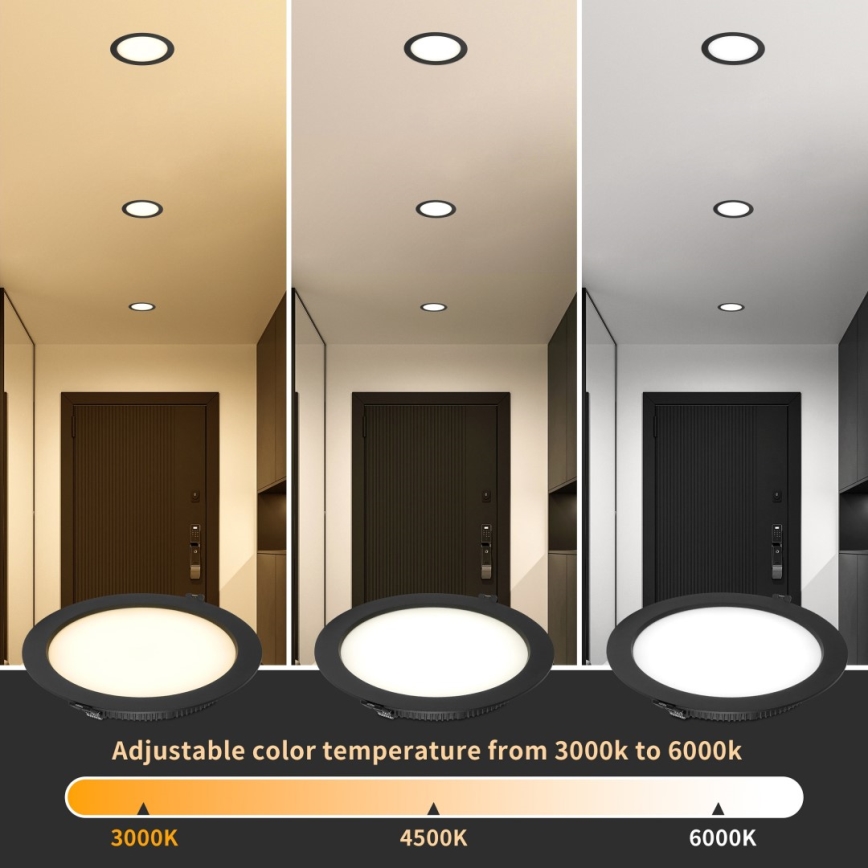 Immax NEO 07294L - Plafonnier encastré LED dimmable DOWN LED/36W/230V Wi-Fi Tuya Ø 23 cm noir