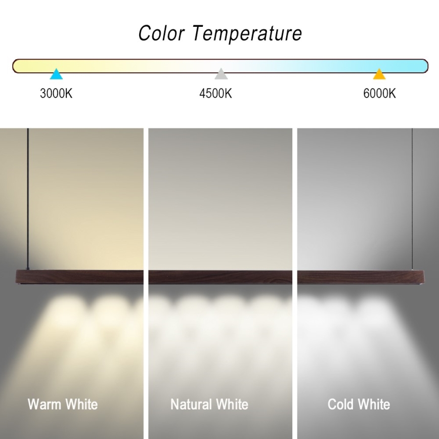 Immax NEO 07301L - Suspension LED dimmable sur câble MADEIRA LED/33W/230V Wi-Fi Tuya 152 cm noyer + télécommande