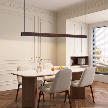 Immax NEO 07301L - Suspension LED dimmable sur câble MADEIRA LED/33W/230V Wi-Fi Tuya 152 cm noyer + télécommande