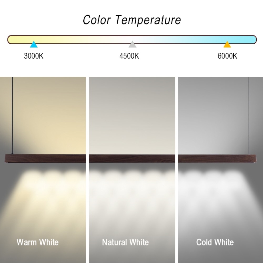 Immax NEO 07302L - Suspension LED dimmable sur câble MADEIRA LED/44W/230V Wi-Fi Tuya 202 cm noyer + télécommande